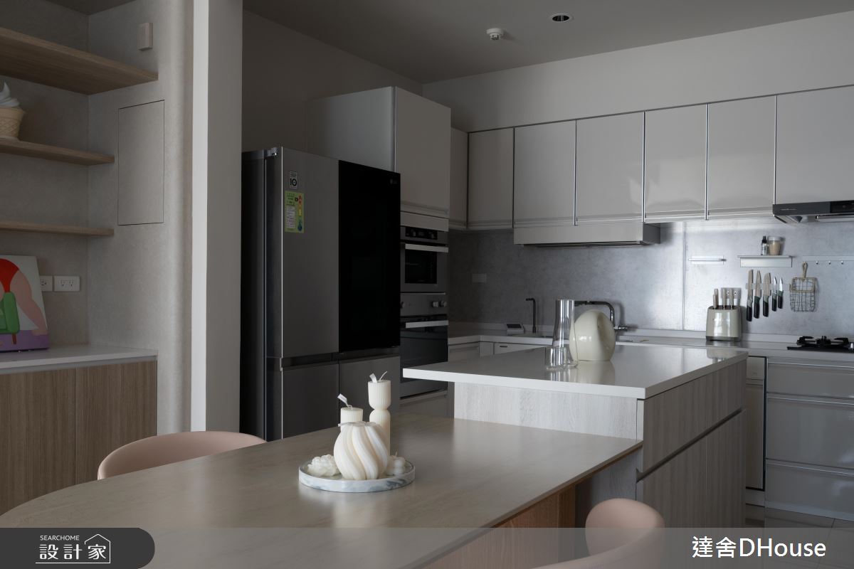 31坪中古屋(5~15年)＿韓系奶油風餐廳廚房中島案例圖片＿達舍創研所＿達舍_緩光。雙生 Dual Serenity之21