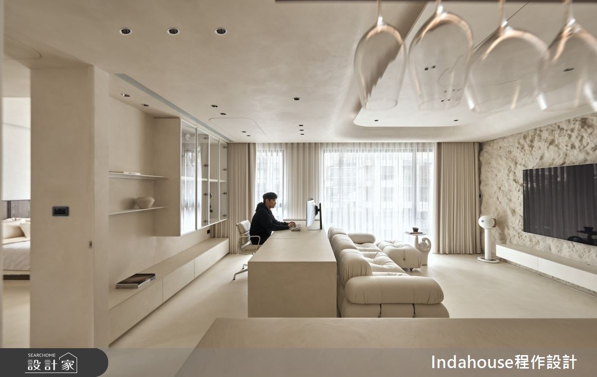 20坪新成屋(5年以下)＿侘寂風客廳餐廳吧檯書房中島案例圖片＿Indahouse程作設計＿程作_【Residence】No.009 Chen House  Taipei之6