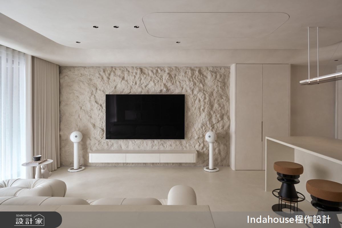 20坪新成屋(5年以下)＿侘寂風客廳餐廳吧檯書房中島案例圖片＿Indahouse程作設計＿程作_【Residence】No.009 Chen House  Taipei之2