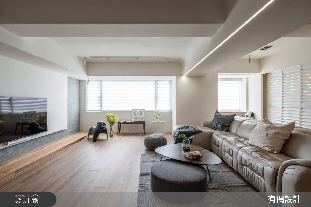 50坪中古屋(5~15年)＿現代風客廳案例圖片＿有偶室內裝修股份有限公司＿有偶_陽光輝映河景親子宅之5