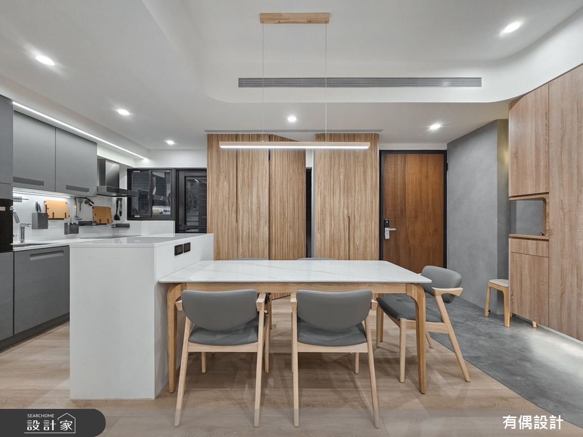 23坪新成屋(5年以下)＿現代風玄關餐廳廚房中島案例圖片＿有偶室內裝修股份有限公司＿有偶_Tea Latte之18