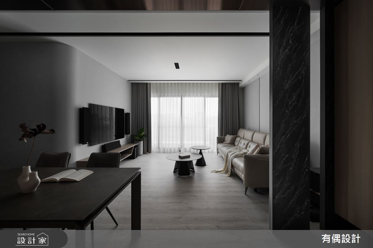 35坪新成屋(5年以下)＿混搭風客廳餐廳案例圖片＿有偶室內裝修股份有限公司＿有偶_灰。靜之2