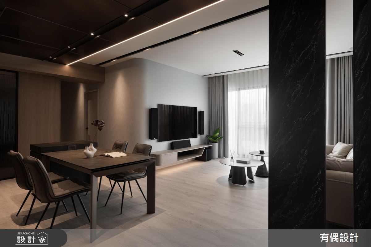 35坪新成屋(5年以下)＿混搭風客廳餐廳案例圖片＿有偶室內裝修股份有限公司＿有偶_灰。靜之3