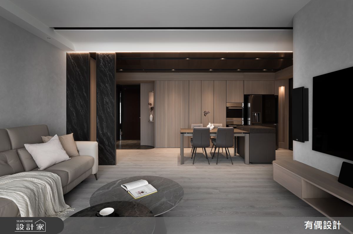 35坪新成屋(5年以下)＿混搭風客廳餐廳案例圖片＿有偶室內裝修股份有限公司＿有偶_灰。靜之8