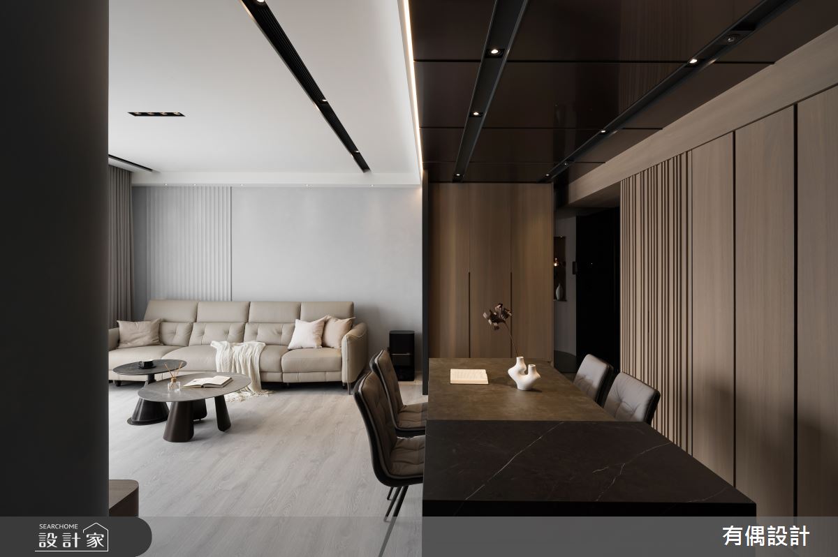 35坪新成屋(5年以下)＿混搭風客廳餐廳案例圖片＿有偶室內裝修股份有限公司＿有偶_灰。靜之15