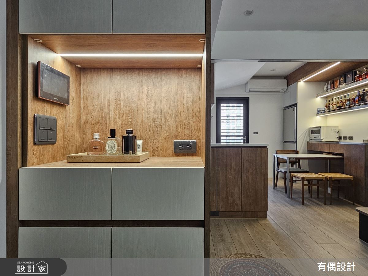 19坪新成屋(5年以下)＿混搭風玄關餐廳中島案例圖片＿有偶室內裝修股份有限公司＿有偶_柔光暖舍之1