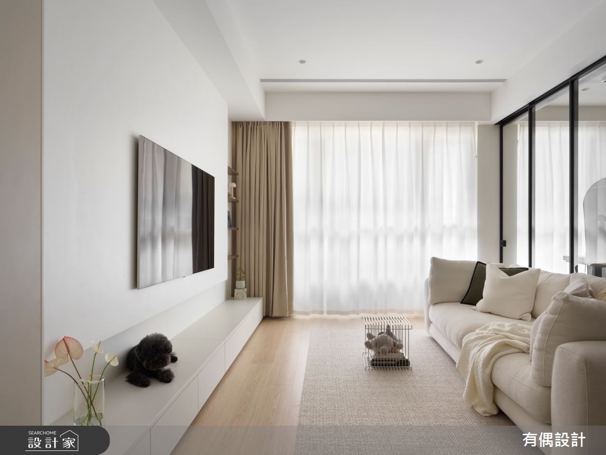 15坪新成屋(5年以下)＿現代奶油風客廳案例圖片＿有偶室內裝修股份有限公司＿有偶_浮光聚所之6