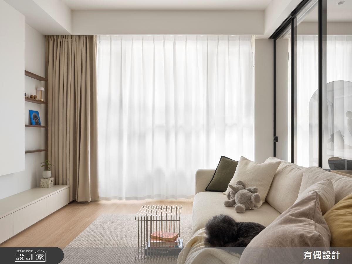 15坪新成屋(5年以下)＿現代奶油風客廳案例圖片＿有偶室內裝修股份有限公司＿有偶_浮光聚所之13