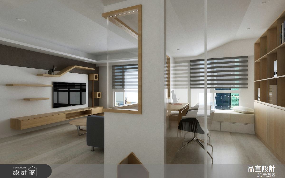 28坪老屋(16~30年)＿現代風客廳書房臥榻案例圖片＿品宣室內裝修設計＿品宣_貓寂之4