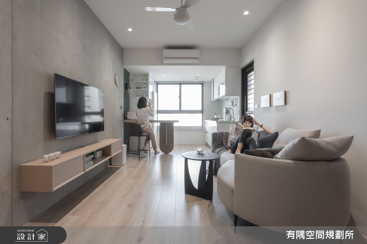 24坪新成屋(5年以下)＿現代北歐風客廳餐廳廚房吧檯中島案例圖片＿有隅空間規劃所＿有隅_10.Girl & Girl之2