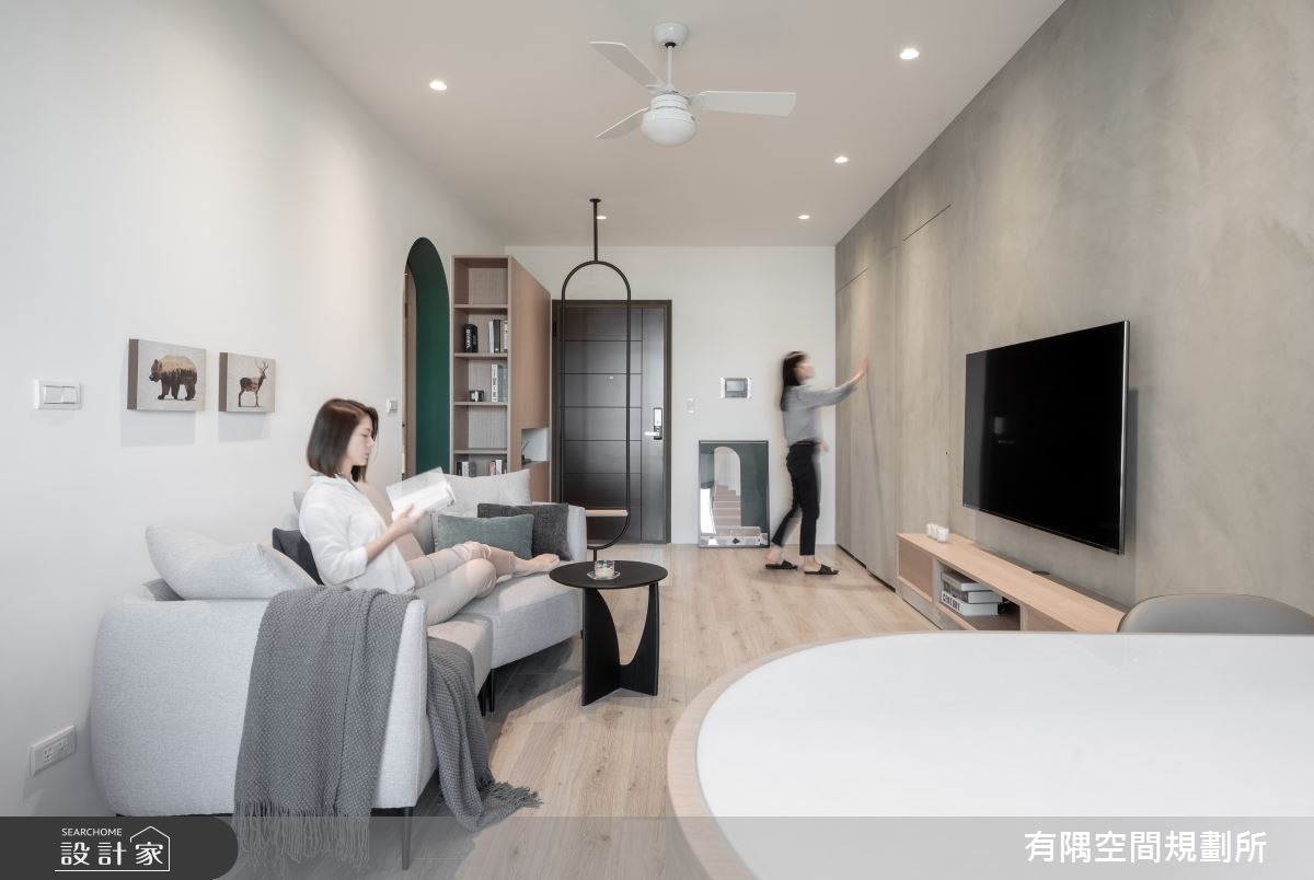 24坪新成屋(5年以下)＿現代北歐風玄關客廳餐廳吧檯中島案例圖片＿有隅空間規劃所＿有隅_10.Girl & Girl之7