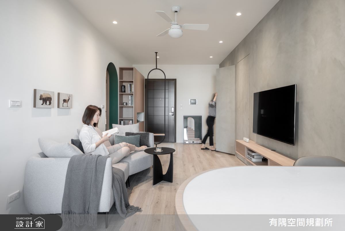 24坪新成屋(5年以下)＿現代北歐風玄關客廳餐廳吧檯中島案例圖片＿有隅空間規劃所＿有隅_10.Girl & Girl之8