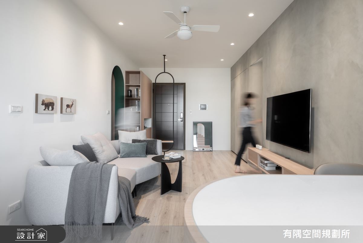 24坪新成屋(5年以下)＿現代北歐風玄關客廳餐廳吧檯中島案例圖片＿有隅空間規劃所＿有隅_10.Girl & Girl之10