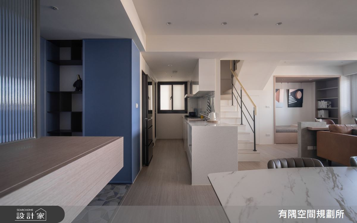 50坪老屋(16~30年)＿現代北歐風玄關客廳餐廳廚房書房中島案例圖片＿有隅空間規劃所＿有隅_30.樓中樓之7