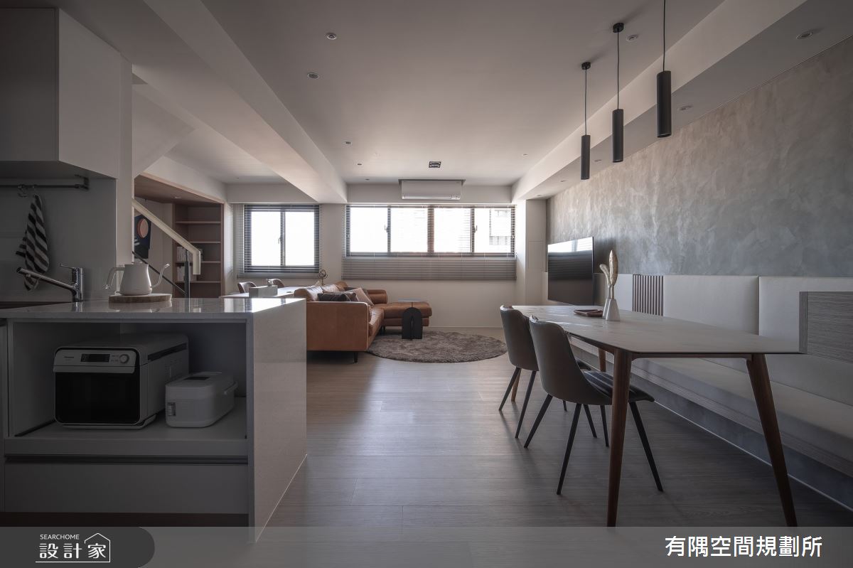 50坪老屋(16~30年)＿現代北歐風客廳餐廳中島案例圖片＿有隅空間規劃所＿有隅_30.樓中樓之5