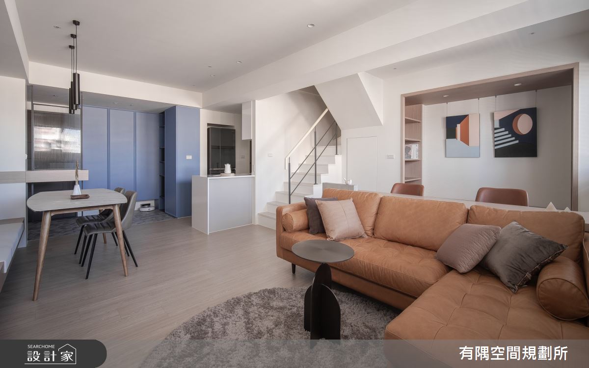 50坪老屋(16~30年)＿現代北歐風客廳餐廳書房樓梯中島案例圖片＿有隅空間規劃所＿有隅_30.樓中樓之14
