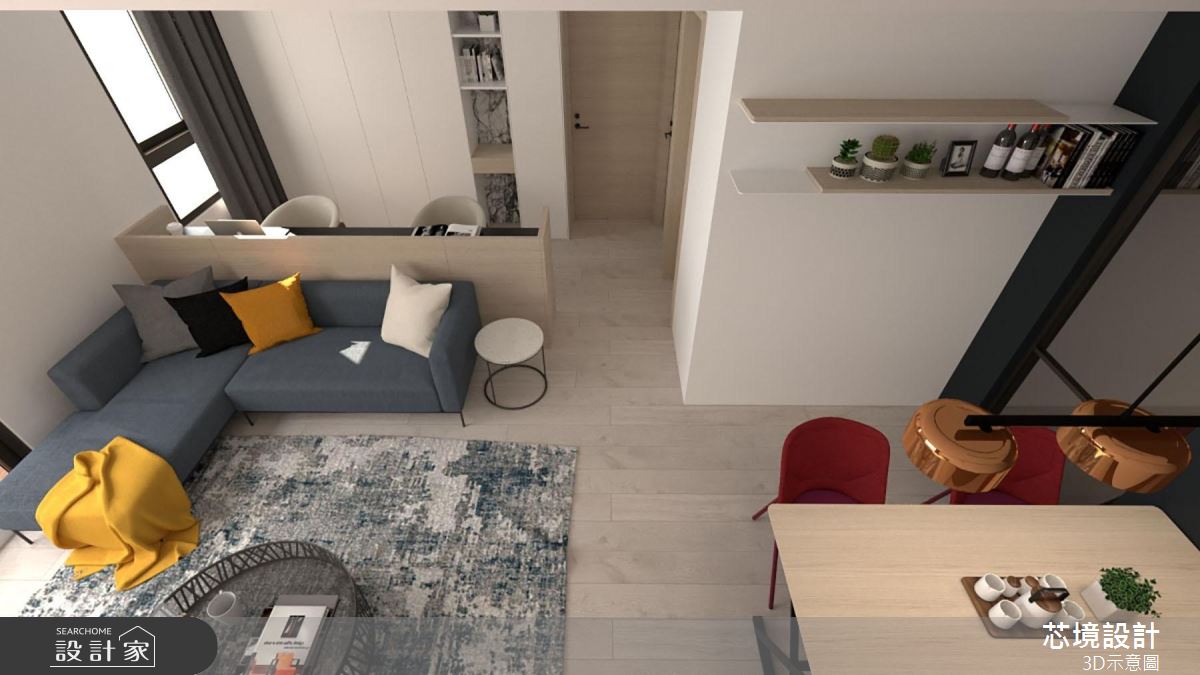 22坪新成屋(5年以下)＿現代北歐風客廳餐廳書房案例圖片＿芯境設計有限公司＿芯境_聚合發艾麗之5
