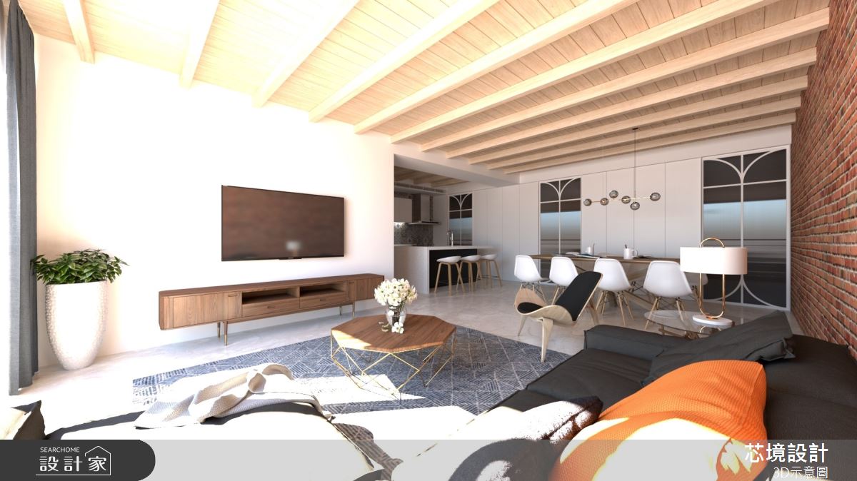 45坪新成屋(5年以下)＿混搭風客廳餐廳案例圖片＿芯境設計有限公司＿芯境_國泰綠博院之7