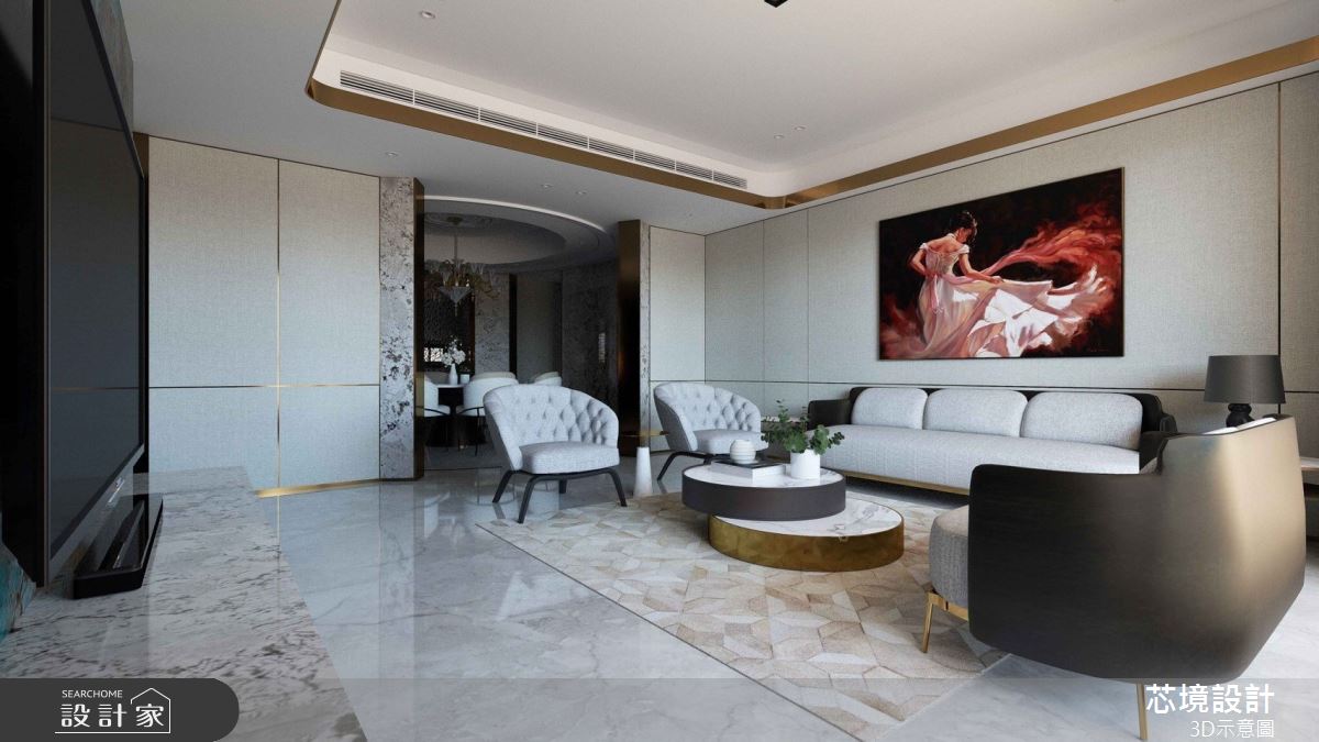 60坪新古屋(10年以下)＿新古典客廳案例圖片＿芯境設計有限公司＿芯境_聯聚雍和之11