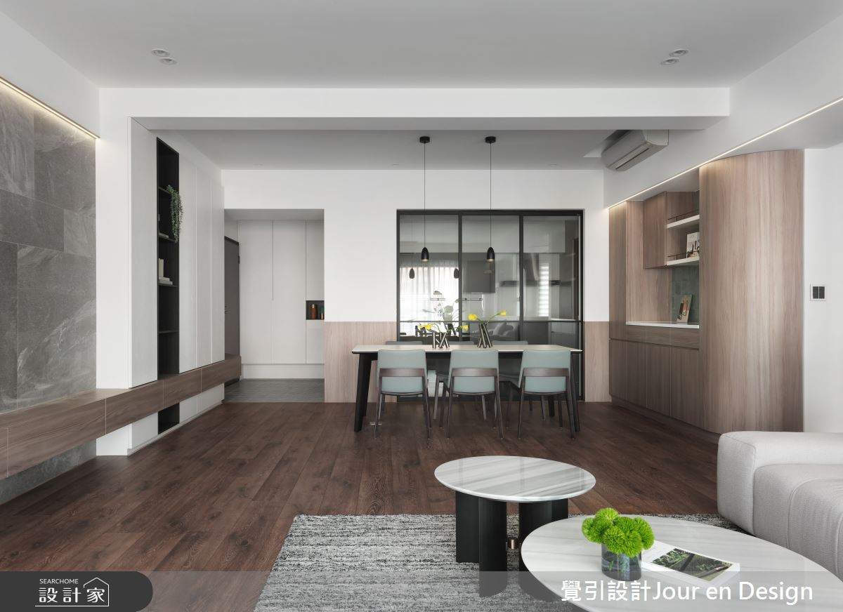45坪中古屋(5~15年)＿現代風玄關客廳餐廳廚房案例圖片＿覺引設計Jour en Design＿覺引_高雄_仰森 五口之家之18