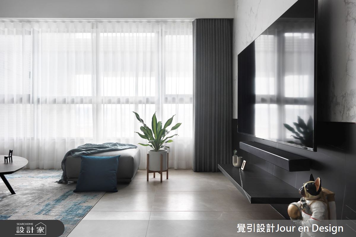 35坪新成屋(5年以下)＿現代風客廳案例圖片＿覺引設計Jour en Design＿覺引_台北_流動黑白之5