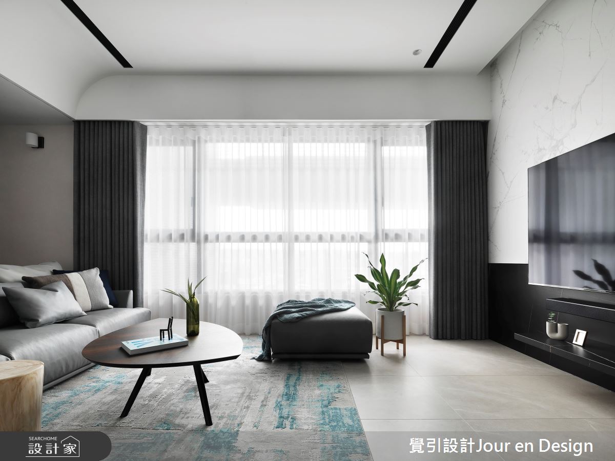 35坪新成屋(5年以下)＿現代風客廳案例圖片＿覺引設計Jour en Design＿覺引_台北_流動黑白之4