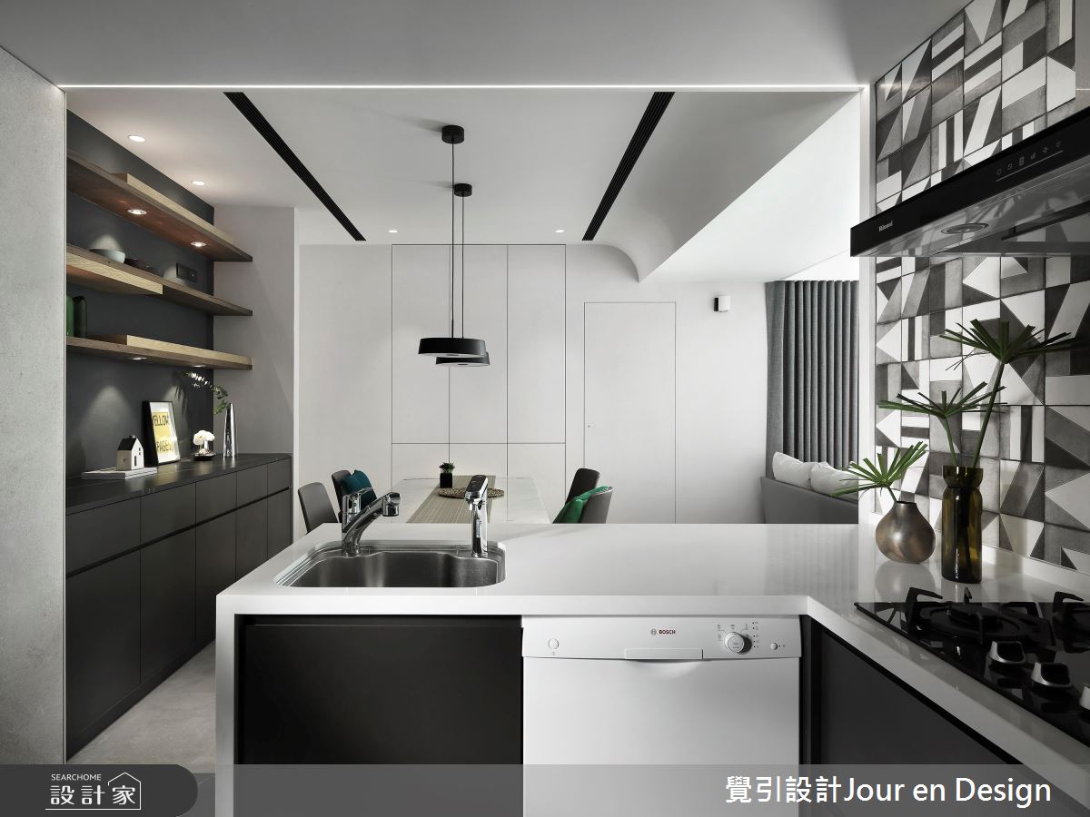 35坪新成屋(5年以下)＿現代風餐廳廚房中島案例圖片＿覺引設計Jour en Design＿覺引_台北_流動黑白之14