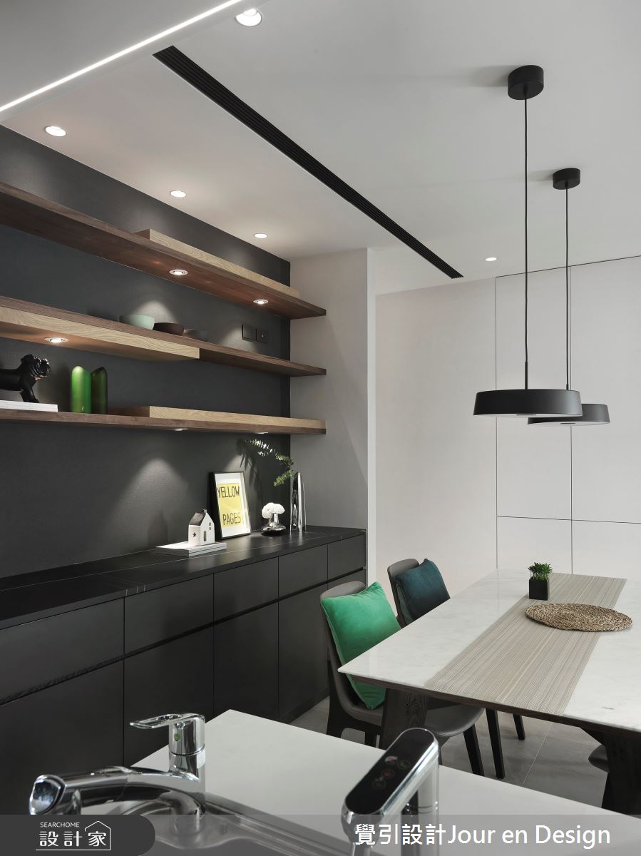 35坪新成屋(5年以下)＿現代風餐廳中島案例圖片＿覺引設計Jour en Design＿覺引_台北_流動黑白之15