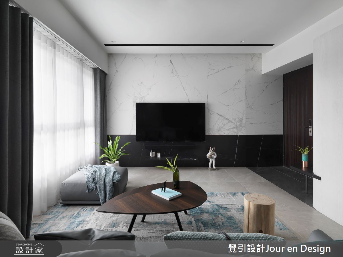 35坪新成屋(5年以下)＿現代風客廳案例圖片＿覺引設計Jour en Design＿覺引_台北_流動黑白之7