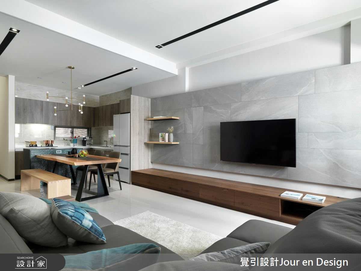 85坪新成屋(5年以下)＿現代風客廳餐廳廚房中島案例圖片＿覺引設計Jour en Design＿覺引_台南_靚色．寓妍之13