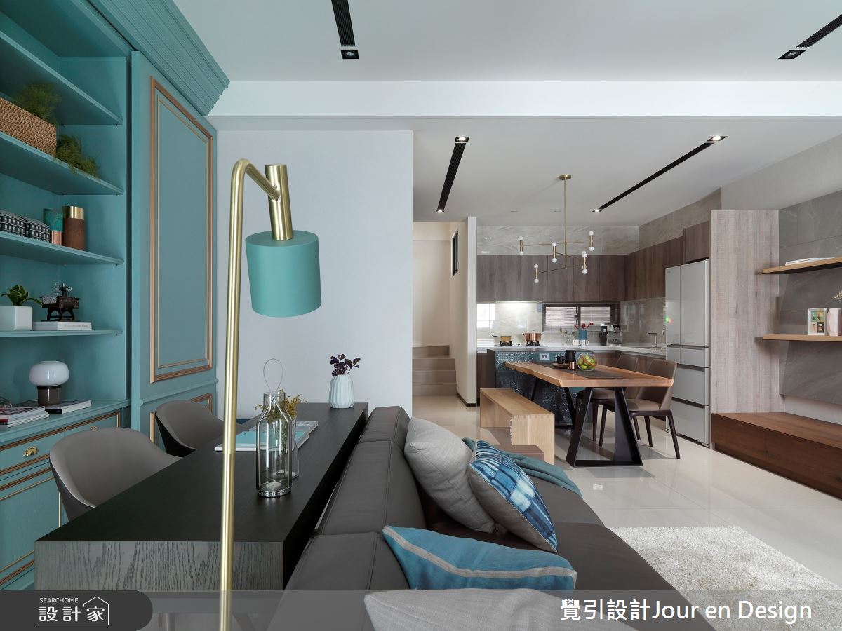 85坪新成屋(5年以下)＿現代風客廳餐廳廚房書房中島案例圖片＿覺引設計Jour en Design＿覺引_台南_靚色．寓妍之11