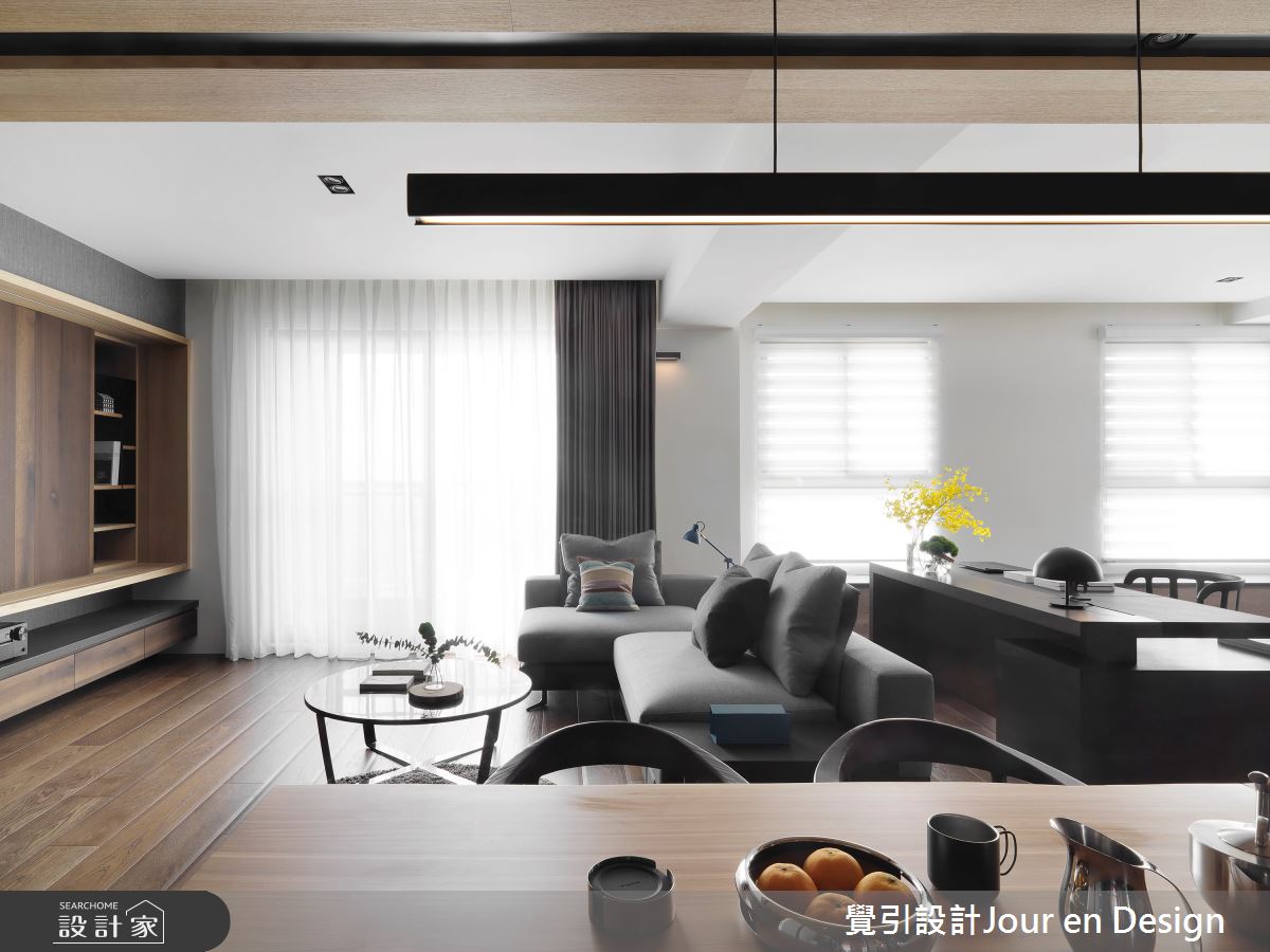 35坪新成屋(5年以下)＿現代風客廳餐廳書房案例圖片＿覺引設計Jour en Design＿覺引_高雄_麗馥之5