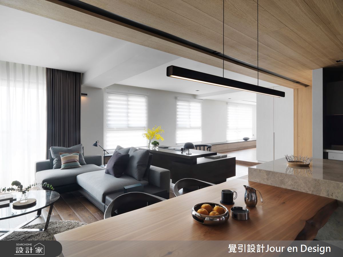35坪新成屋(5年以下)＿現代風客廳餐廳書房中島案例圖片＿覺引設計Jour en Design＿覺引_高雄_麗馥之6