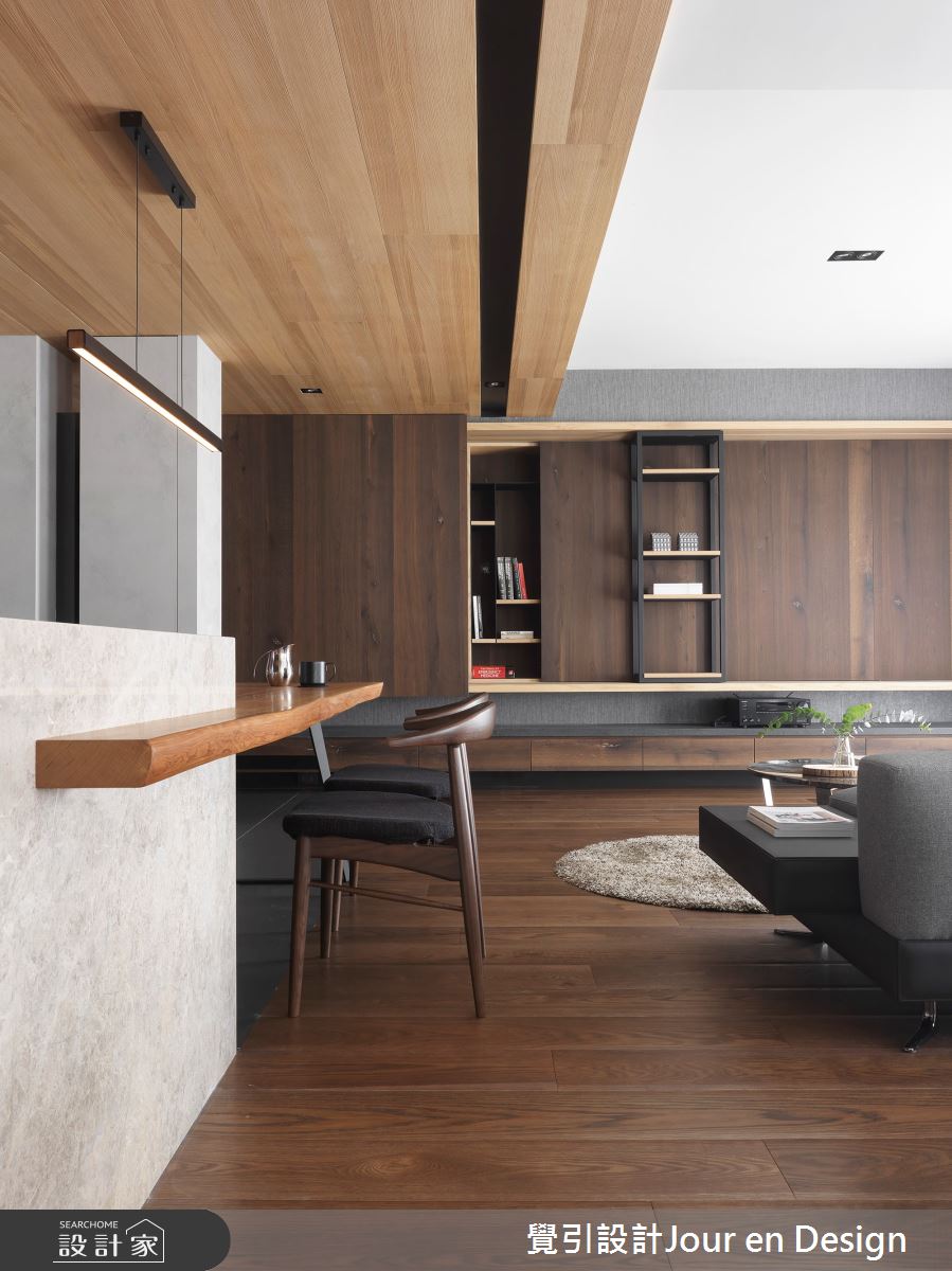 35坪新成屋(5年以下)＿現代風客廳餐廳中島案例圖片＿覺引設計Jour en Design＿覺引_高雄_麗馥之18