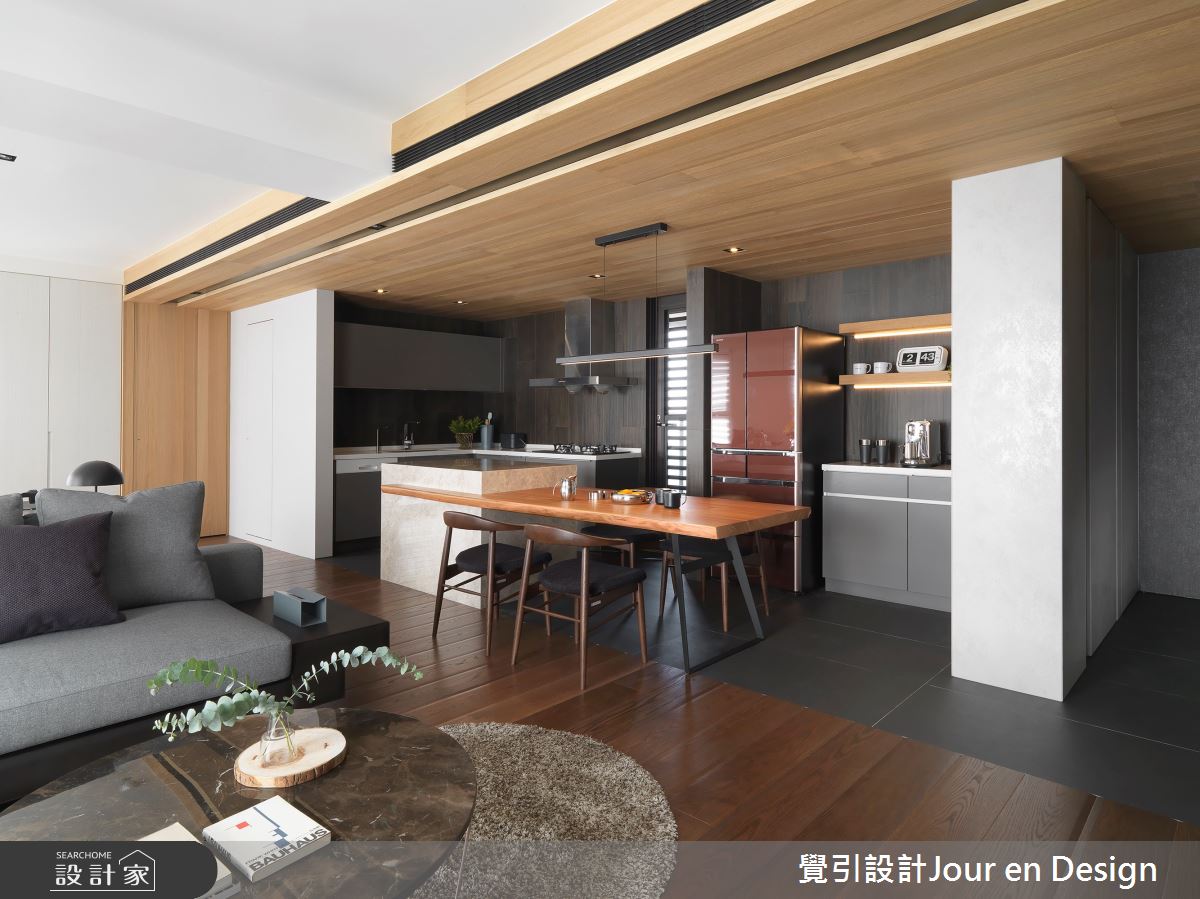 35坪新成屋(5年以下)＿現代風客廳餐廳廚房中島案例圖片＿覺引設計Jour en Design＿覺引_高雄_麗馥之16