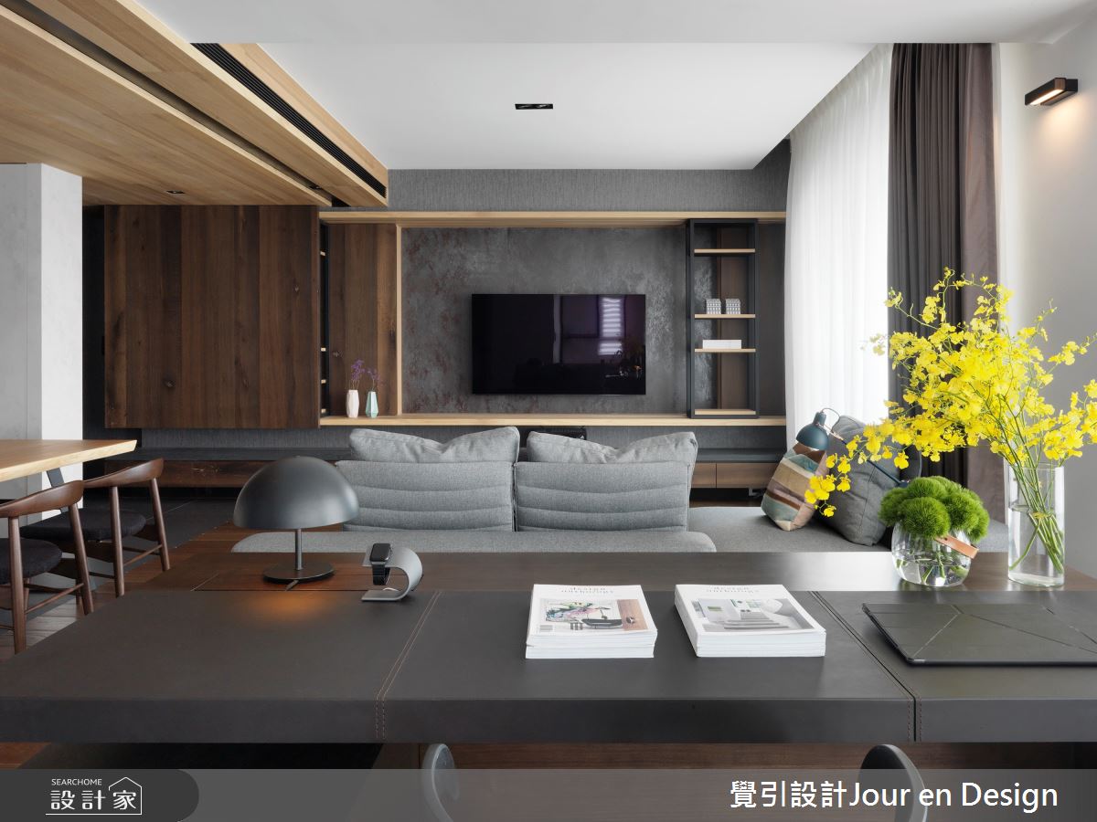 35坪新成屋(5年以下)＿現代風客廳餐廳書房案例圖片＿覺引設計Jour en Design＿覺引_高雄_麗馥之24