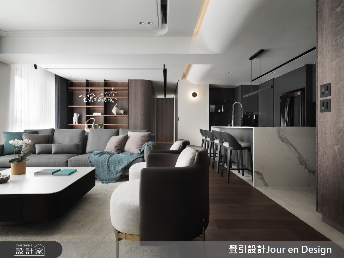 50坪中古屋(5~15年)＿現代風客廳餐廳吧檯中島案例圖片＿覺引設計Jour en Design＿覺引_台北_樂想人生之4