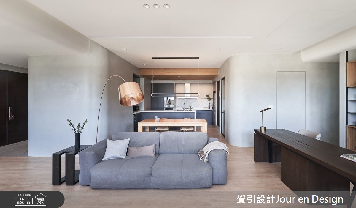 45坪新古屋(10年以下)＿現代風客廳餐廳廚房書房中島案例圖片＿覺引設計Jour en Design＿覺引_台北_大同璽苑之7