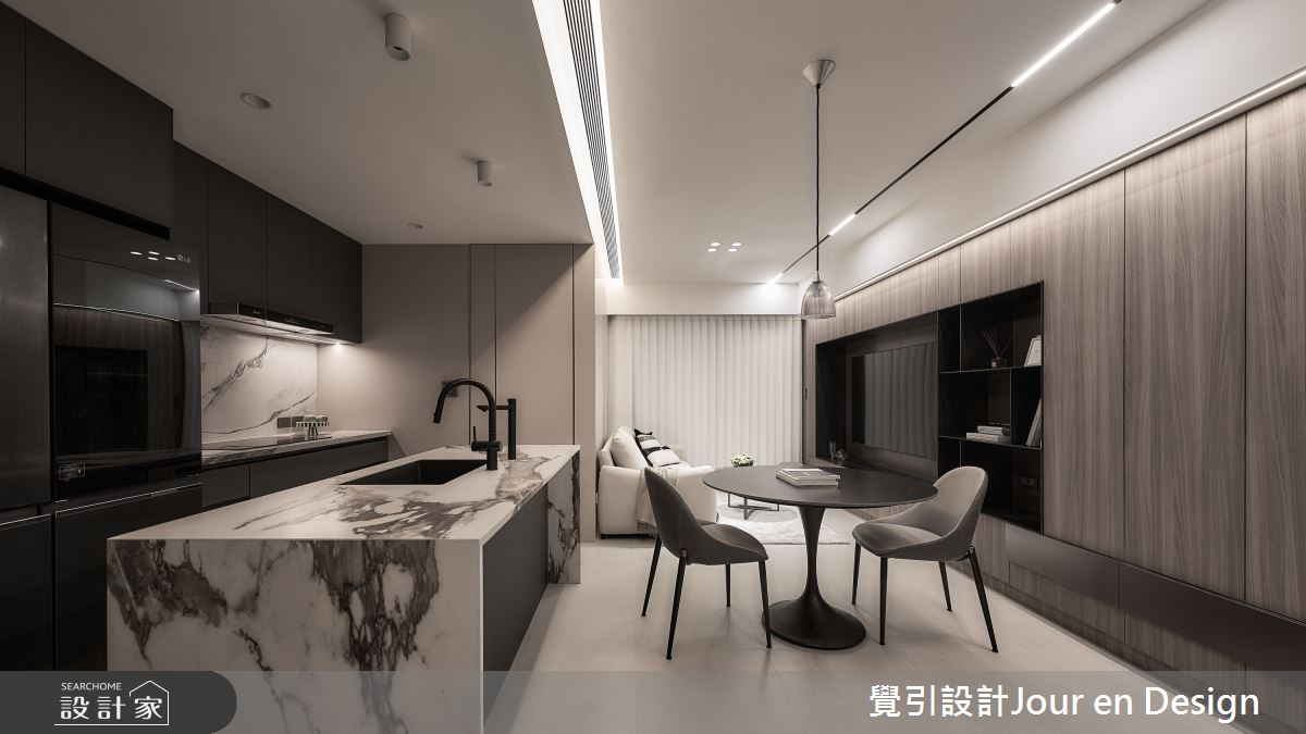 23坪新成屋(5年以下)＿現代風客廳餐廳廚房中島案例圖片＿覺引設計Jour en Design＿覺引_美術白天鵝之21