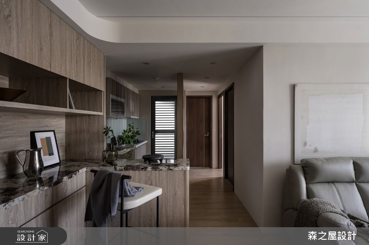 16坪新成屋(5年以下)＿混搭風客廳餐廳廚房吧檯中島案例圖片＿森之屋室內設計＿森之屋_恬靜映石之1