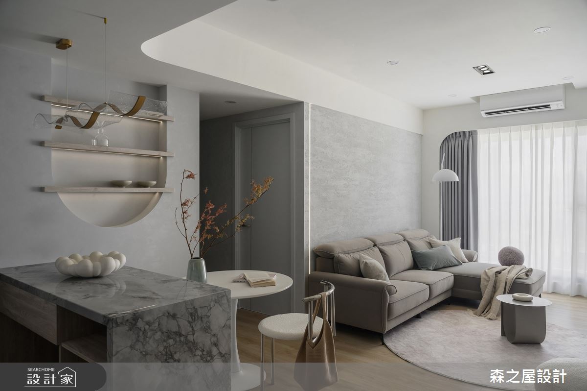 20坪新成屋(5年以下)＿現代風客廳餐廳吧檯中島案例圖片＿森之屋室內設計＿森之屋_光影石語之3