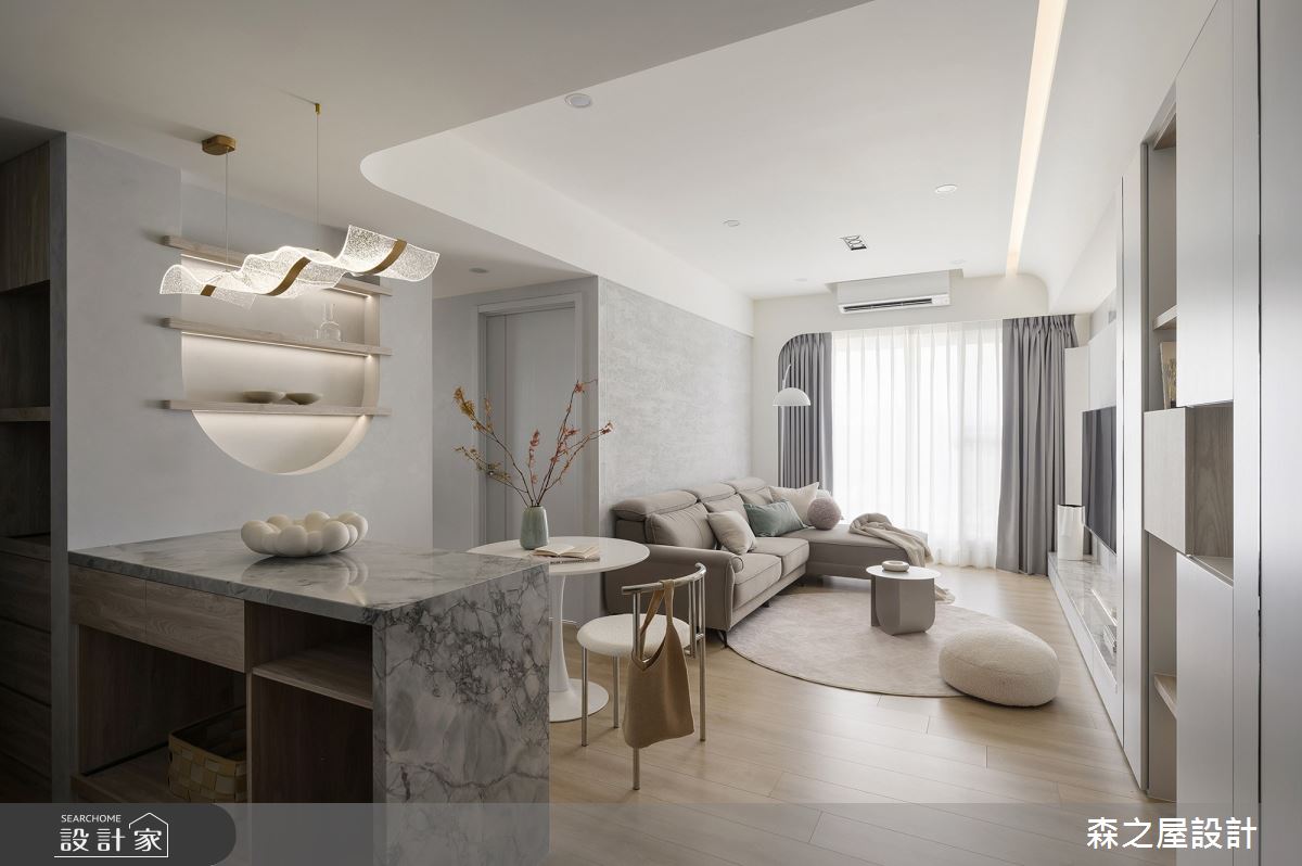 20坪新成屋(5年以下)＿現代風客廳餐廳吧檯中島案例圖片＿森之屋室內設計＿森之屋_光影石語之4