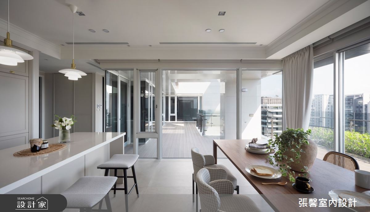 新成屋(5年以下)＿美式風餐廳庭院陽台中島案例圖片＿張馨室內設計/瀚觀室內裝修設計工程有限公司＿張馨_沐光調之13