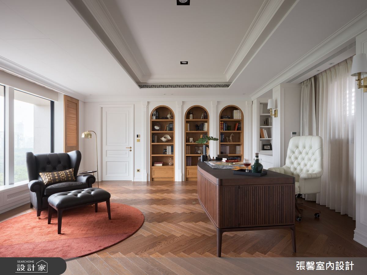 毛胚屋＿奢華風書房工作區案例圖片＿張馨室內設計/瀚觀室內裝修設計工程有限公司＿張馨_亙美 綠茵宏綿之22