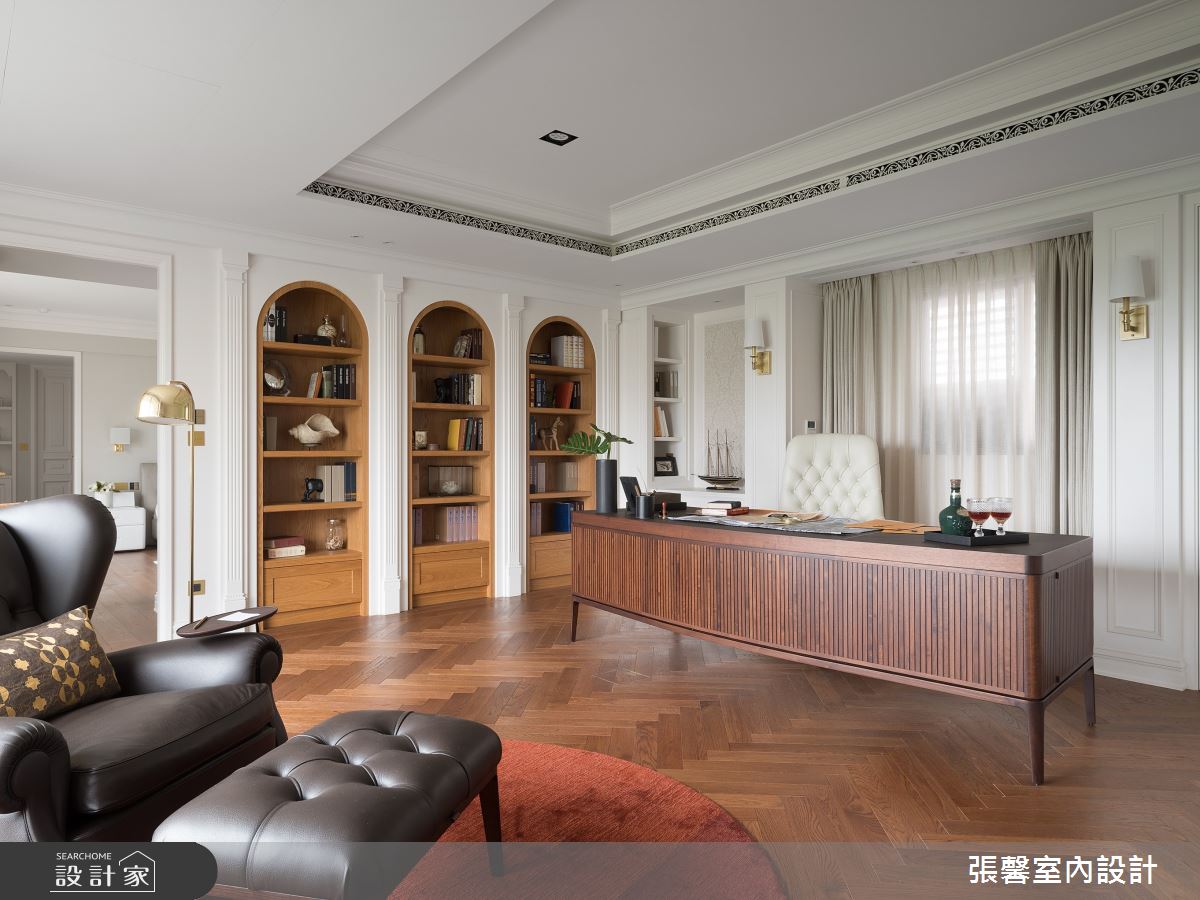 毛胚屋＿奢華風書房工作區案例圖片＿張馨室內設計/瀚觀室內裝修設計工程有限公司＿張馨_亙美 綠茵宏綿之25