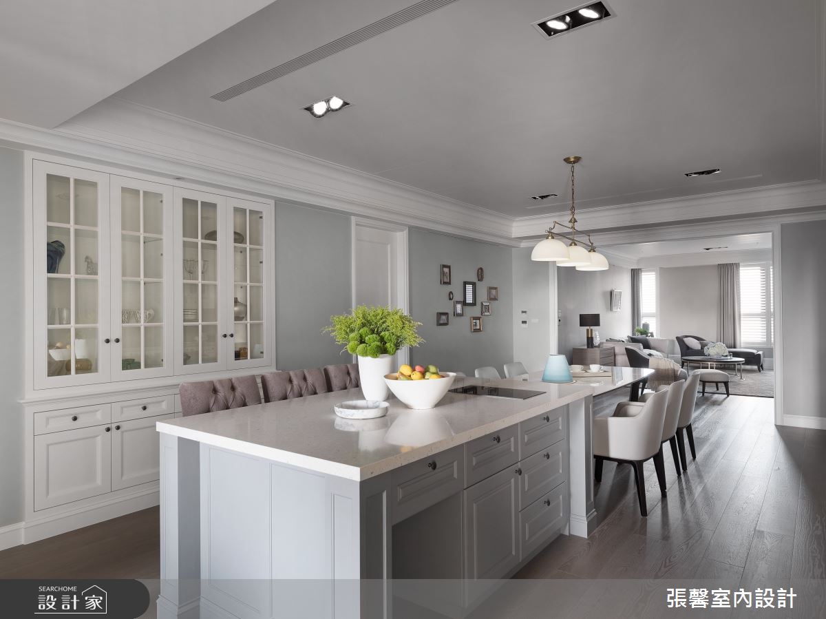 67坪毛胚屋＿美式風餐廳中島案例圖片＿張馨室內設計/瀚觀室內裝修設計工程有限公司＿張馨_緩慢 退休方庭之24