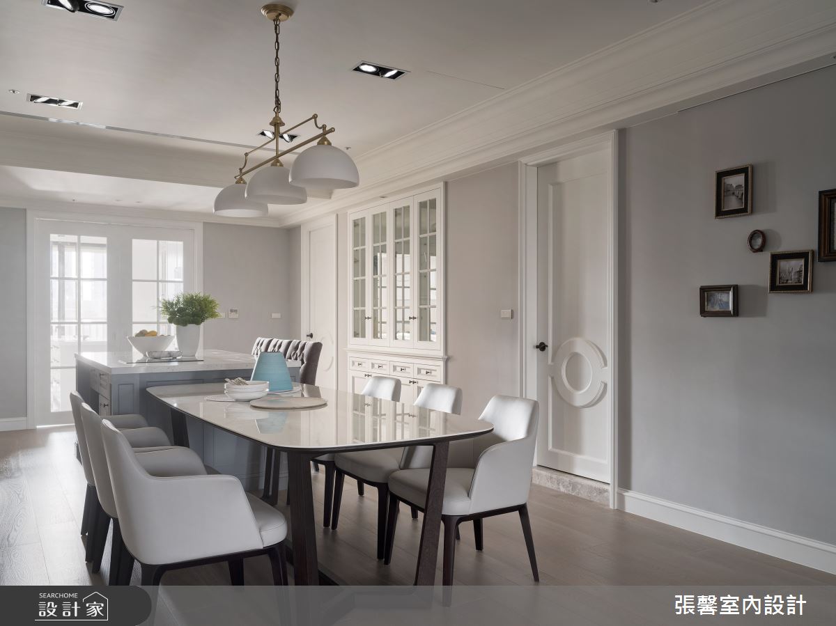67坪毛胚屋＿美式風餐廳中島案例圖片＿張馨室內設計/瀚觀室內裝修設計工程有限公司＿張馨_緩慢 退休方庭之19