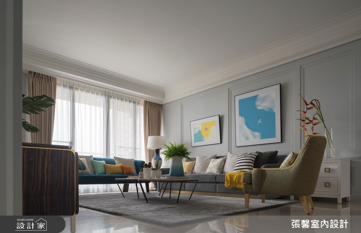 毛胚屋＿美式風客廳案例圖片＿張馨室內設計/瀚觀室內裝修設計工程有限公司＿張馨_翱翔 水畔森林之7