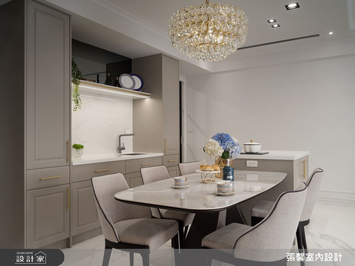 46坪毛胚屋＿美式風餐廳中島案例圖片＿張馨室內設計/瀚觀室內裝修設計工程有限公司＿張馨_綺麗香頌之6