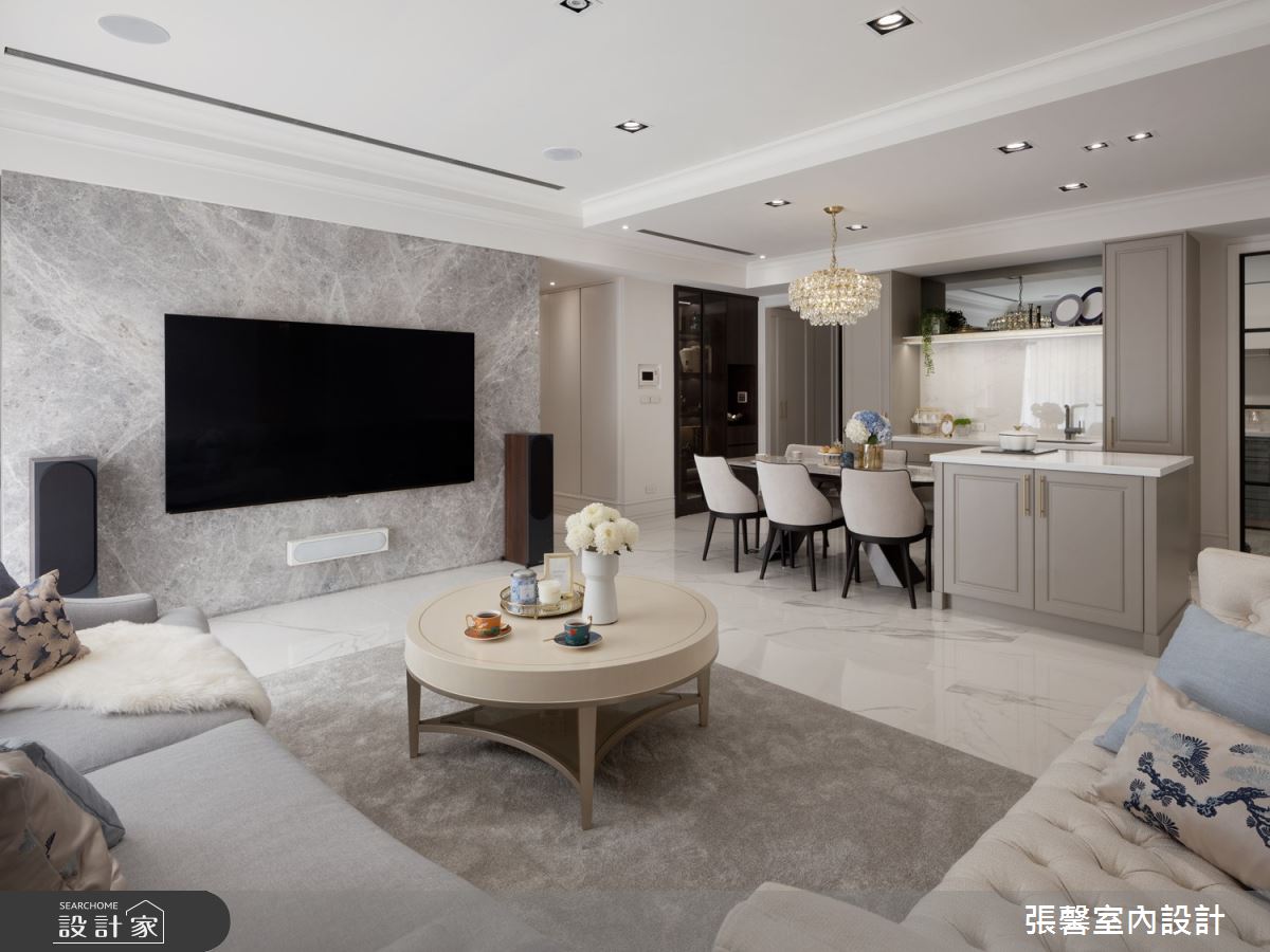 46坪毛胚屋＿美式風客廳餐廳中島案例圖片＿張馨室內設計/瀚觀室內裝修設計工程有限公司＿張馨_綺麗香頌之7